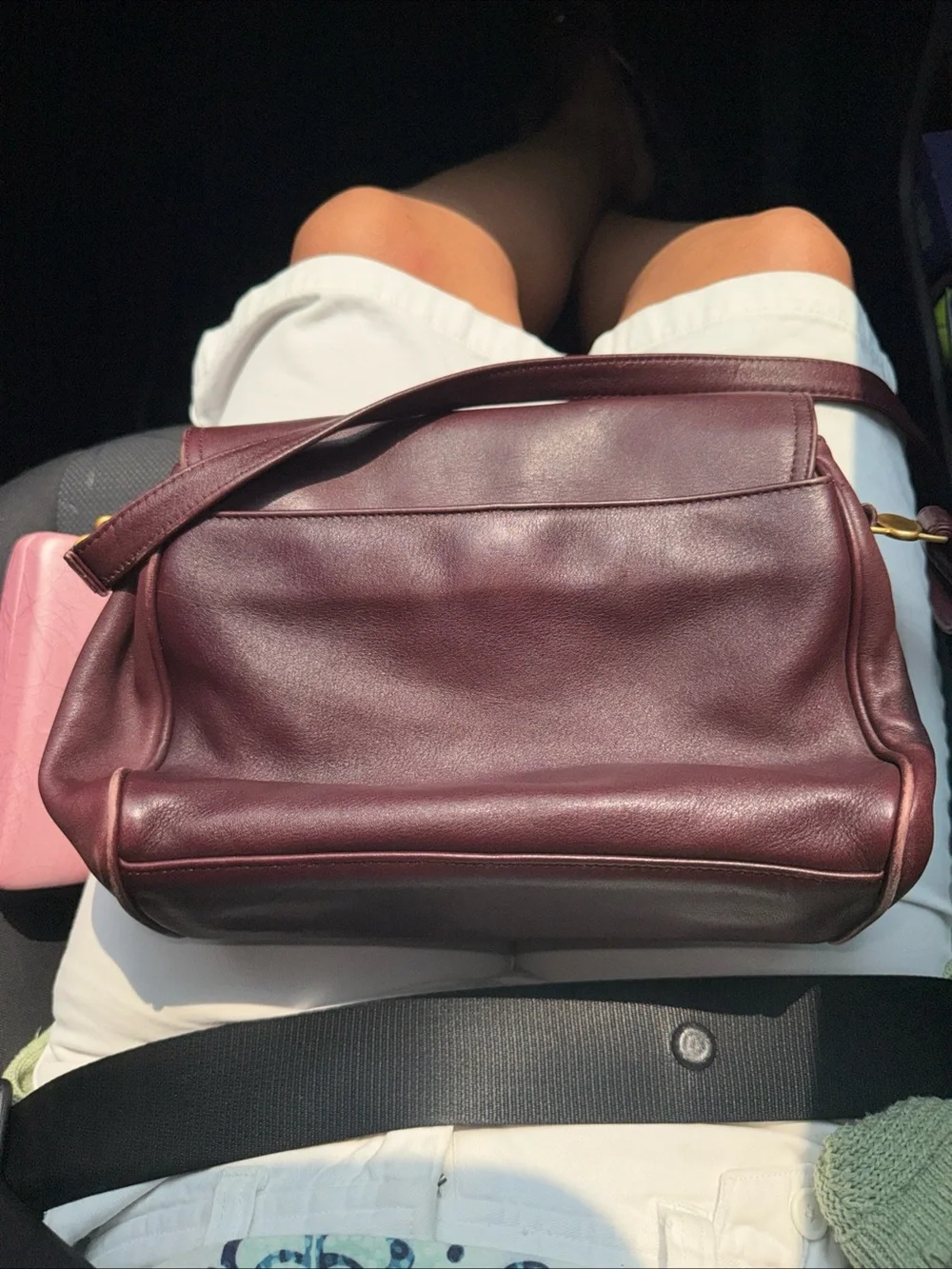 Etienne Aigner Burgundy Leather Crossbody with Gold Hardware